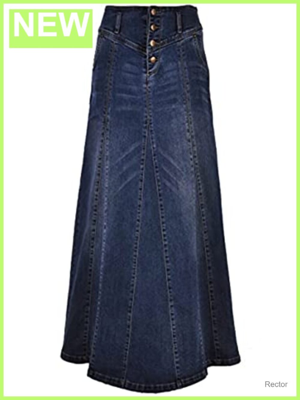 High Rise Distressed Denim A Line Swing Maxi Jean Skirt